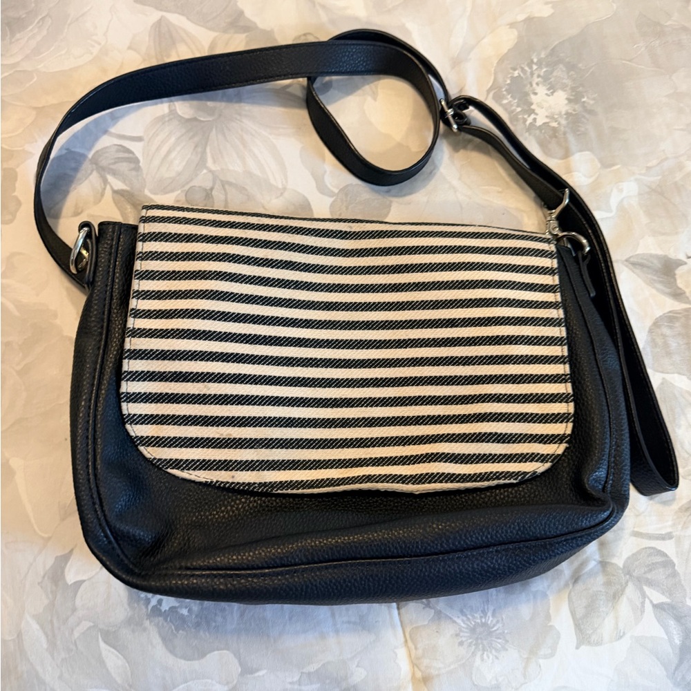 Black and White Striped Women's Bag